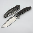 Custom Knife Factory Snafu 4.0 Medium Titanium Integral Handle w/ Red Carbon Fiber Inlays & M398
