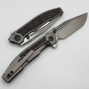 Custom Knife Factory Snafu 4.0 Large Titanium Integral Handle w/ Red Carbon Fiber Inlays & M398
