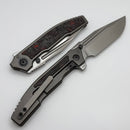 Custom Knife Factory Snafu 4.0 Medium Titanium Integral Handle w/ Red Carbon Fiber Inlays & M398