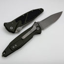 Microtech Socom Elite Manual S/E Apocalyptic Part Serrated & Woodlands Green Handle 160-11APWL