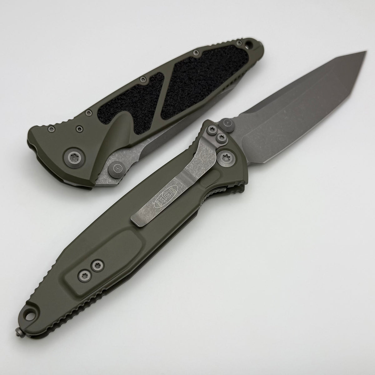 Microtech Socom Elite Manual w/ Tanto Apocalyptic & Moss Green Handles