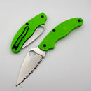 Spyderco UK Penknife Salt Green FRN & Serrated LC200N Slip Joint Non Locking C94SGR