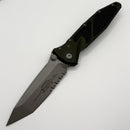 Factory Blem Microtech Socom Elite Tanto Partial Serrated M/A Woodlands Green Apocalyptic Standard 161-11APWL