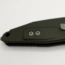 Factory Blem Microtech Socom Elite Tanto Partial Serrated M/A Woodlands Green Apocalyptic Standard 161-11APWL