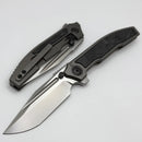 Pre Owned Custom Knife Factory Snafu 4.0 Medium Titanium Integral Handle w/ Carbon Fiber Inlays & M398