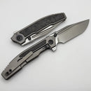 Pre Owned Custom Knife Factory Snafu 4.0 Medium Titanium Integral Handle w/ Carbon Fiber Inlays & M398