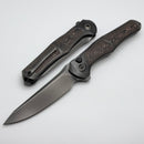 We Knife 702XI 11th Special Edition - Polished Gray Titanium Integral Handle w/ Carbon Fiber Inlays & Polished Gray M390 WE07B-3