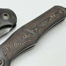 We Knife 702XI 11th Special Edition - Polished Gray Titanium Integral Handle w/ Carbon Fiber Inlays & Polished Gray M390 WE07B-3