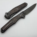 We Knife 702XI 11th Special Edition - Polished Gray Titanium Integral Handle w/ Carbon Fiber Inlays & Polished Gray M390 WE07B-3