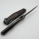 We Knife 702XI 11th Special Edition - Polished Gray Titanium Integral Handle w/ Carbon Fiber Inlays & Polished Gray M390 WE07B-3