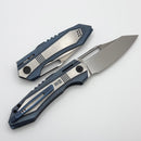 We Knife Bogey Blue & Satin Titanium and Hand Rubbed M390 WE23088-3