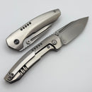 We Knife Micro Trogon Satin Polished Titanium & Polished Bead Blasted M390 WE24043-2