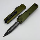 Microtech UTX-85 Gen IV Black Tactical Full Serrated D/E M390MK w/ OD Green Handle 12324-3OD