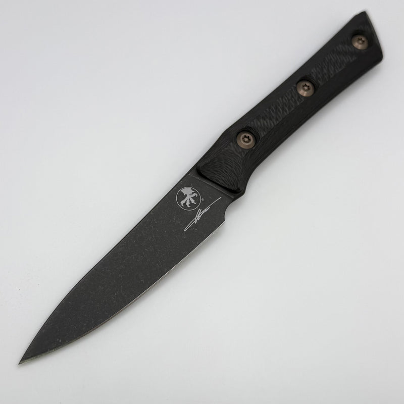 Microtech Paring Knife Carbon Fiber Handle w/ DLC M390MK Signature Ser