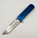 Medford TFF-4 Blue Ti Handles w/ Blue Titanium Lightning  Inlay & DLC Clip/Hardware w/ Tumbled Tanto S90V