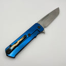 Medford TFF-4 Blue Ti Handles w/ Blue Titanium Lightning  Inlay & DLC Clip/Hardware w/ Tumbled Tanto S90V