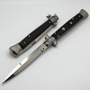 Frank B Italian Stiletto 11" w/ Bayonet Single Edge Blade & Black Acrylic Handle