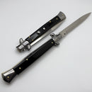 Frank B Italian Stiletto 11" w/ Bayonet Single Edge Blade & Black Acrylic Handle