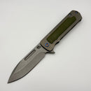 Medford TFF-4 Old School Tumbled Ti Handles w/ OD Green G-10 Inlay & Flamed Clip/Hardware w/ Old School Tumbled Drop Point S35VN