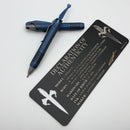 Marfione Custom Siphon Pen II Titanium Antique Blue Slab Side w/ Blue Accents