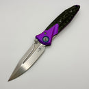 Discontinued Custom Anodized Purple/Teal Microtech Knives Socom Bravo Mini Spear Point Hand Satin w/ Ti Pivot Collars & Carbon Fiber Scales 262M-4CFTI