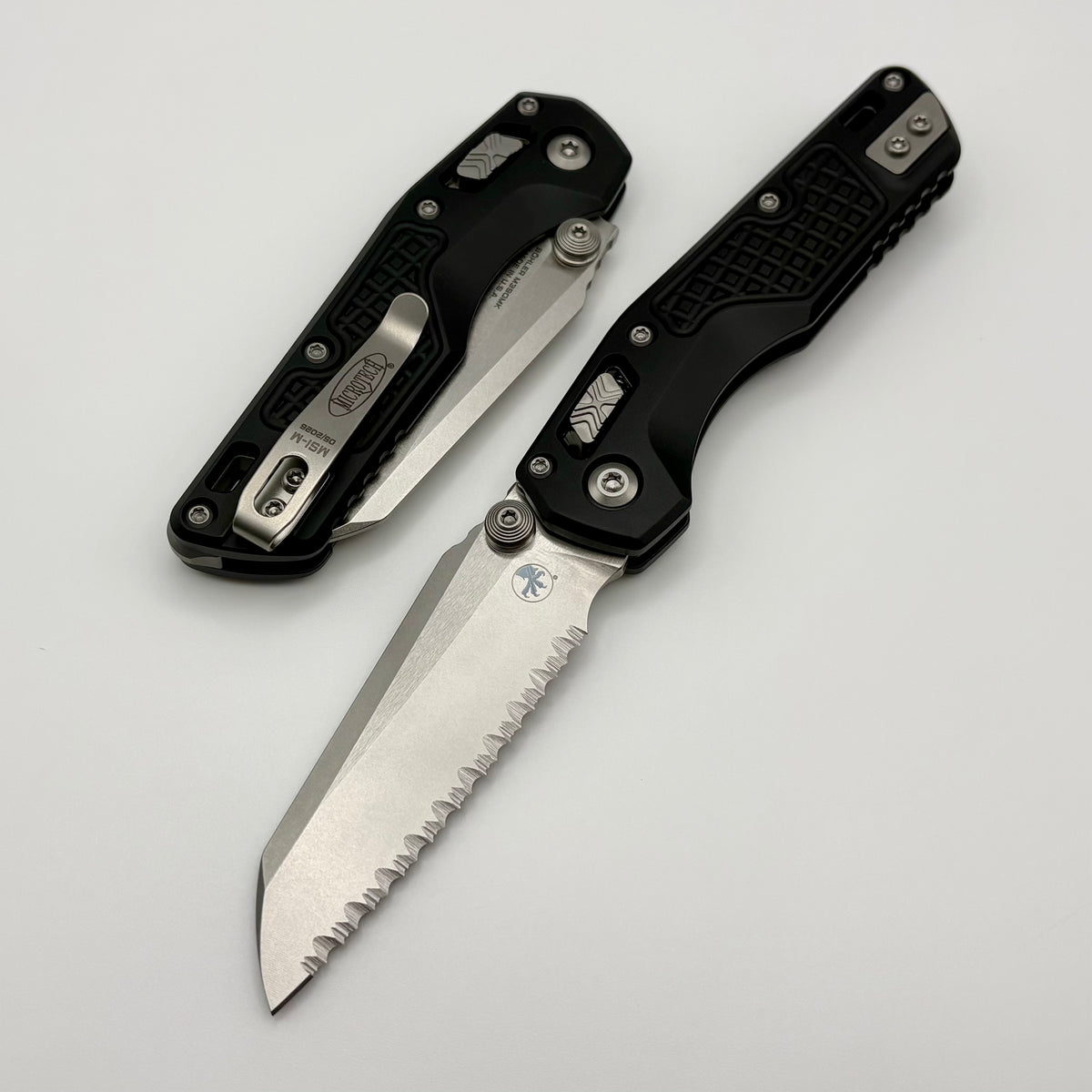 Microtech MSI RAM LOK Mini Frag Aluminum Handles w/ Full Serrated Ston