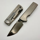 Chaves Knives N.T.A.K Bright Stonewash Titanium Integral Handle w/ Magnetic Ti Inlays & DLC Tanto M390
