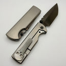 Chaves Knives N.T.A.K Bright Stonewash Titanium Integral Handle w/ Magnetic Ti Inlays & DLC Tanto M390