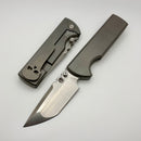 Chaves Knives N.T.A.K Stonewash Titanium Integral Handle w/ Magnetic Ti Inlays & Belt Satin Tanto M390