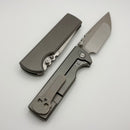 Chaves Knives N.T.A.K Stonewash Titanium Integral Handle w/ Magnetic Ti Inlays & Belt Satin Tanto M390