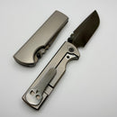 Chaves Knives N.T.A.K Bright Stonewash Titanium Integral Handle w/ Magnetic Ti Inlays & DLC Drop Point M390