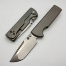 Chaves Knives N.T.A.K Stonewash Titanium Integral Handle w/ Magnetic Ti Inlays & Belt Satin Drop Point M390