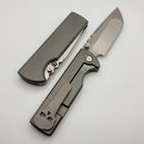 Chaves Knives N.T.A.K Stonewash Titanium Integral Handle w/ Magnetic Ti Inlays & Belt Satin Drop Point M390
