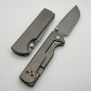 Chaves Knives N.T.A.K Stonewash Titanium Integral Handle w/ Magnetic Ti Inlays & Stonewash Drop Point M390