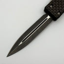 PRE-OWNED Microtech UTX-70 D/E Ladder Damascus w/ Carbon Fiber Top Handle