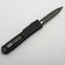 PRE-OWNED Microtech UTX-70 D/E Ladder Damascus w/ Carbon Fiber Top Handle