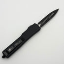 PRE-OWNED Microtech UTX-70 D/E Black M390 w/ Jade Top/Aluminum Handle 147-1GTJGS "Fuck Off"