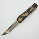 Pre-Owned Microtech Ultratech Geo Tan Camo Bronzed Low Polished Tanto Full Serrated Signature Series 123-15LPGETACS