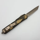 Pre-Owned Microtech Ultratech Geo Tan Camo Bronzed Low Polished Tanto Full Serrated Signature Series 123-15LPGETACS