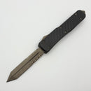Pre-Owned Microtech Ultratech Bronze Spartan Part Serrated w/ Carbon Fiber Top 123-11BRBF