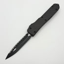 Pre-Owned Microtech Ultratech Black D/E Full Serrated w/ Carbon Fiber Top 122-3CF