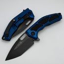 Heretic Knives Medusa Manual Blue Aluminum Frame Lock w/ Grip Inlays & DLC Tanto MagnaCut H009-6A-BLU