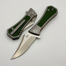Aux Mfg Deadhead Pocket Bowie Frame Lock Titanium w/ Green Micarta M390 Production Series
