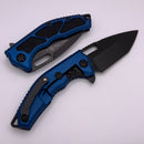 Heretic Knives Medusa Manual Blue Aluminum Frame Lock w/ Grip Inlays & DLC Tanto MagnaCut H009-6A-BLU