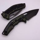 Heretic Knives Medusa Manual Green Aluminum Frame Lock w/ Grip Inlays & DLC MagnaCut Recurve H010-6A-GRN
