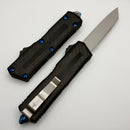 Marfione Custom Scarab 2 Gen 3 Cracked Ice Chisel Tanto w/ Hefted Black Aluminum Carbon Fiber Inlaid Handle & Blue Accents