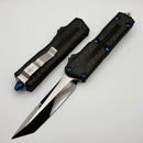 Marfione Custom Scarab 2 Gen 3 Mirror Polish Chisel Tanto w/ Hefted Black Aluminum Carbon Fiber Inlaid Handle & Blue Accents