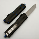 Marfione Custom Scarab 2 Gen 3 Mirror Polish Chisel Tanto w/ Hefted Black Aluminum Carbon Fiber Inlaid Handle & Blue Accents