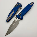 Marfione Select Microtech Socom Ram-Lok w/ Antique Blue Slab Side Titanium Handles & Spear Point Apocalyptic M390MK 160RLS-10APSMS1
