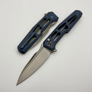 We Knife Dressytak Skeletonized Blue Titanium handle w/ Stonewashed M390 Blade WE25059B-2